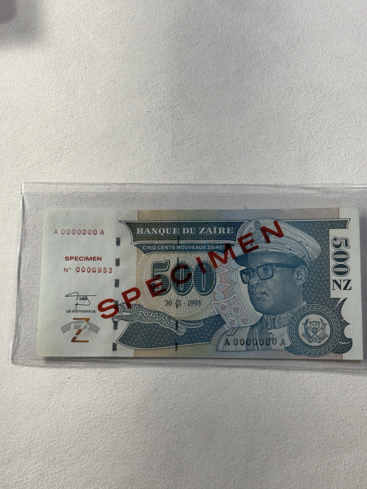 1995 Zaire 500 Zaires Banknote P# 65s Specimen