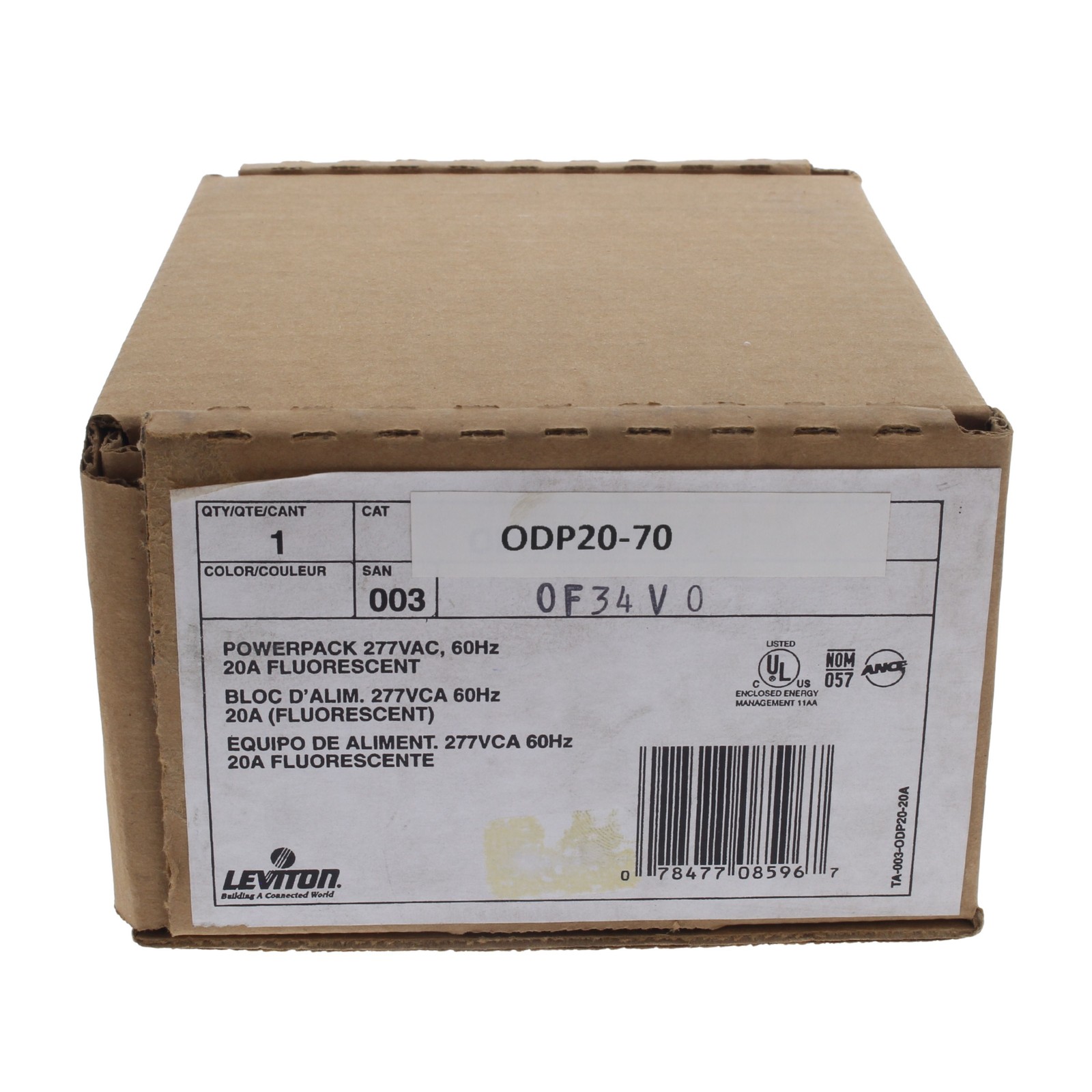 Leviton Occupancy Motion Sensor Power Pack 20A 277V ODP20-70