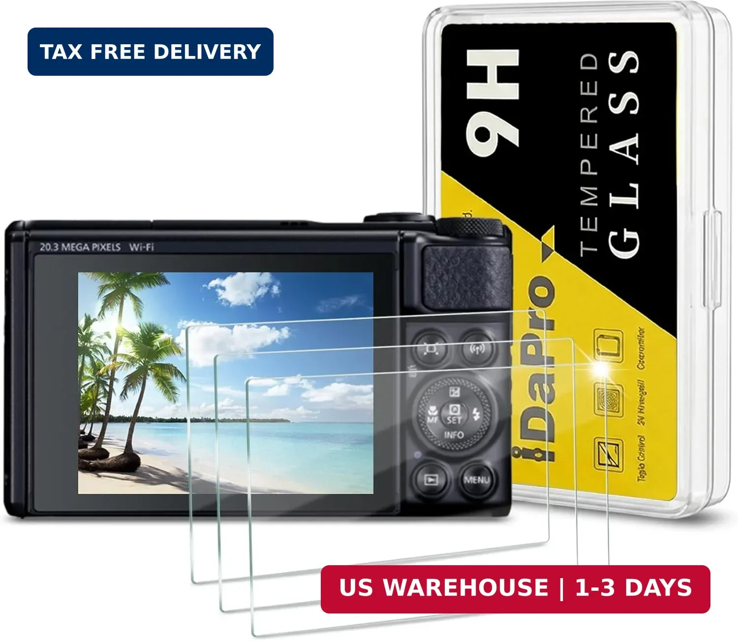 iDaPro [3-Pack] Tempered Glass Screen Protector for Canon PowerShot SX740 HS / S