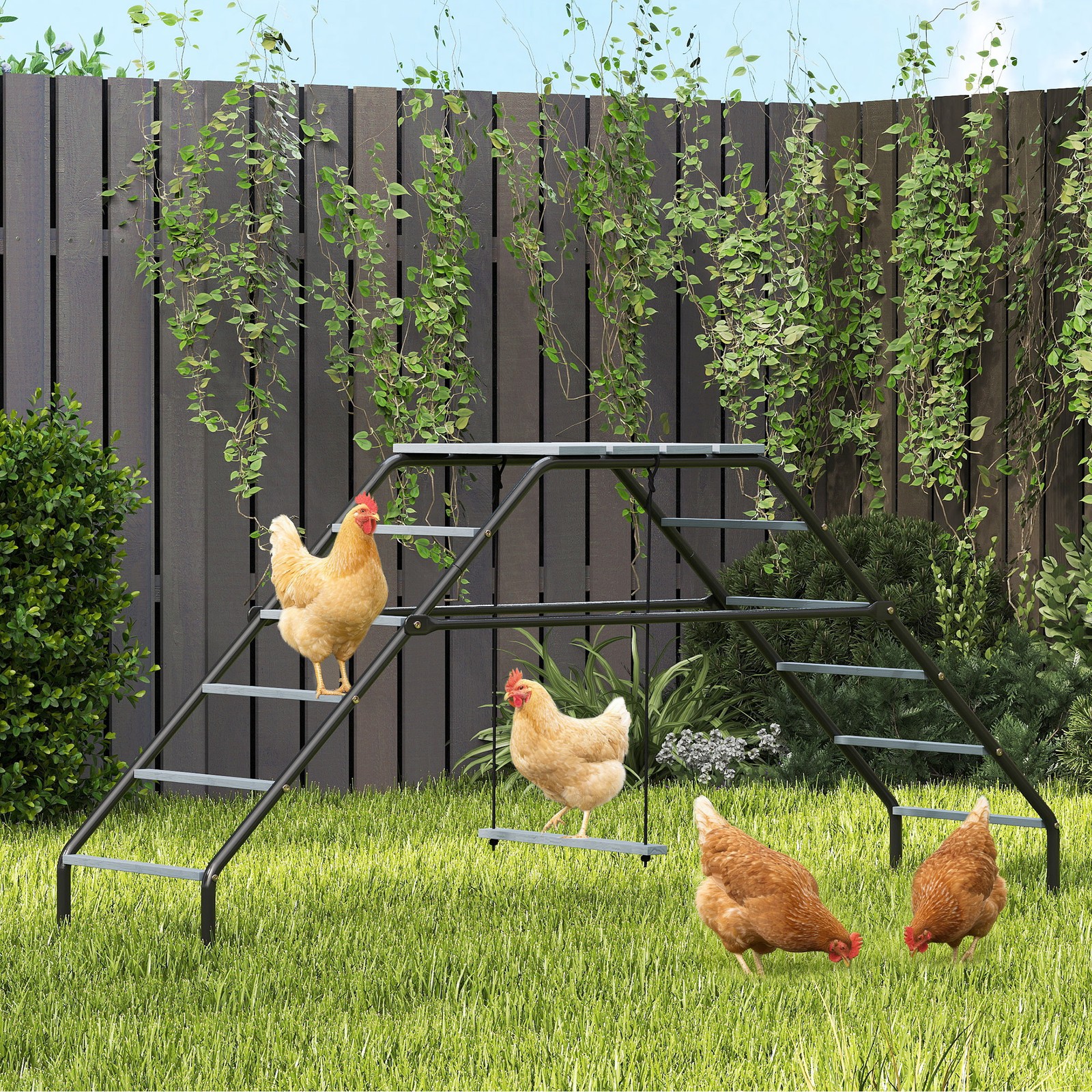 PawHut Chicken Coop Perches Adjustable Swing Roosting Bars for 2-5 Chickens