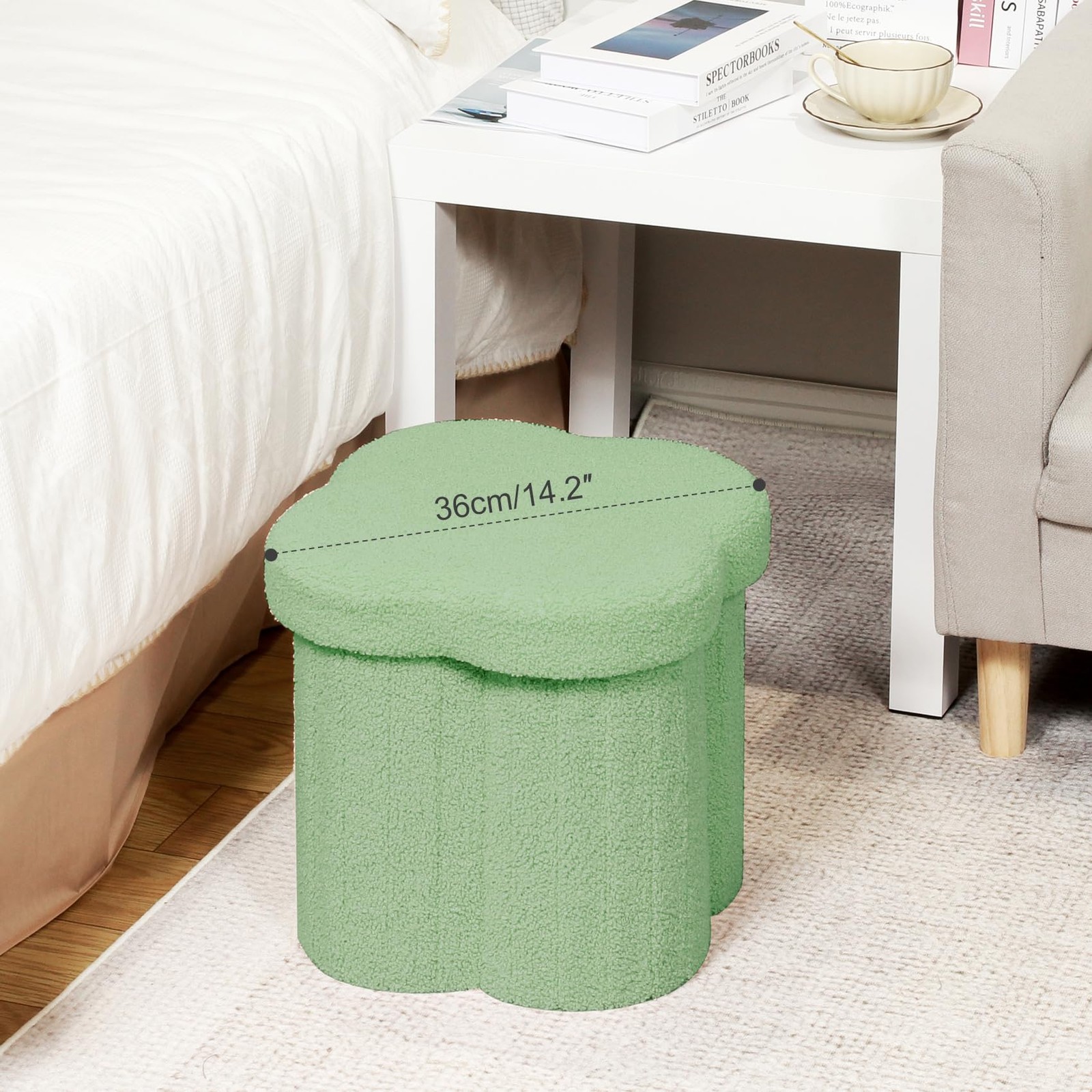 Storage Ottoman Cube, Flowers Shaped Ottomans with Storage Foot Stool Footres...
