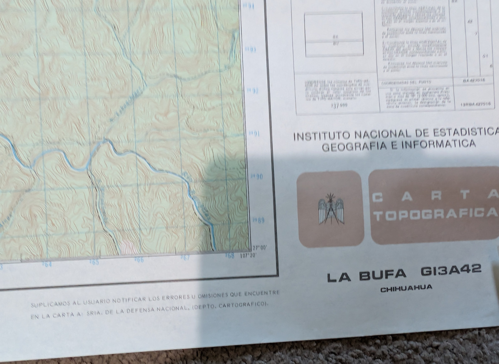MEXICO Topo Map La Bufa, Chihuahua {COPPER CANYON} G13A42 Scale 1:50,000