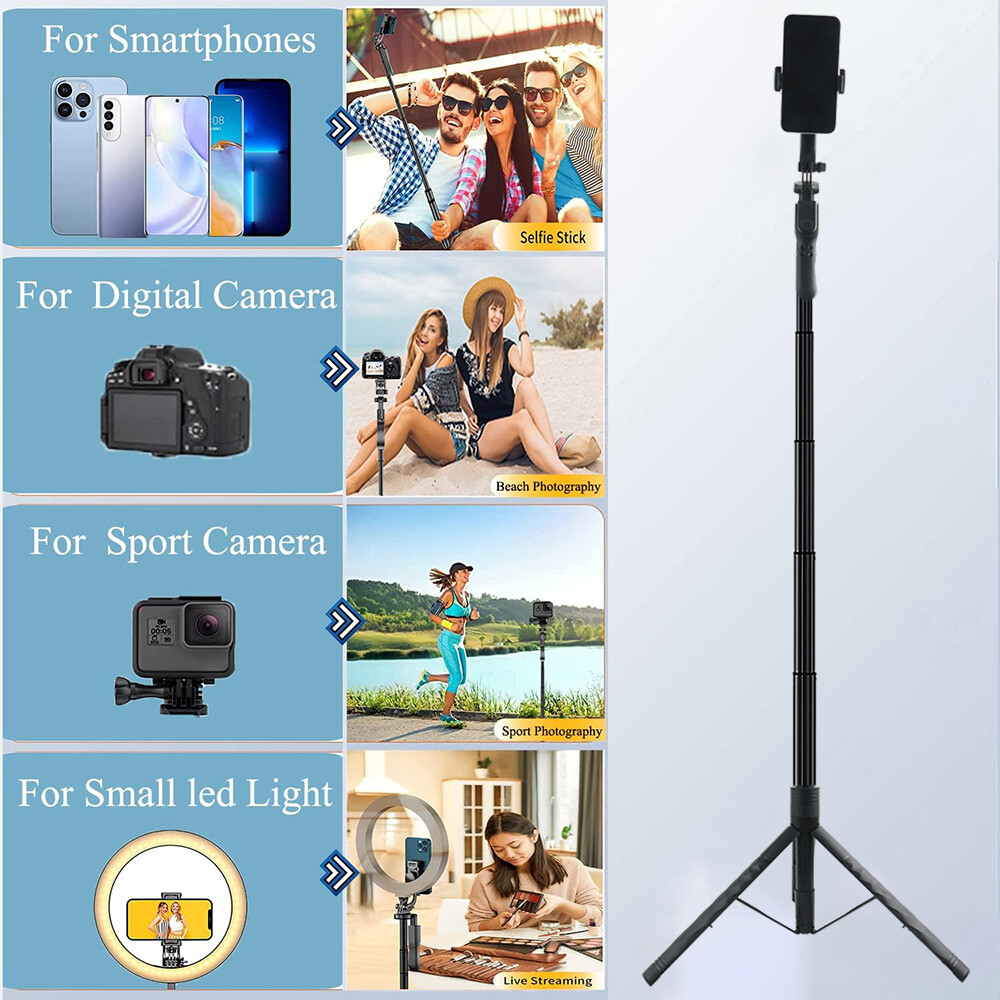Portable 68" Wireless Remote Selfie Stick Tripod Phone Stand For iPhone Camera