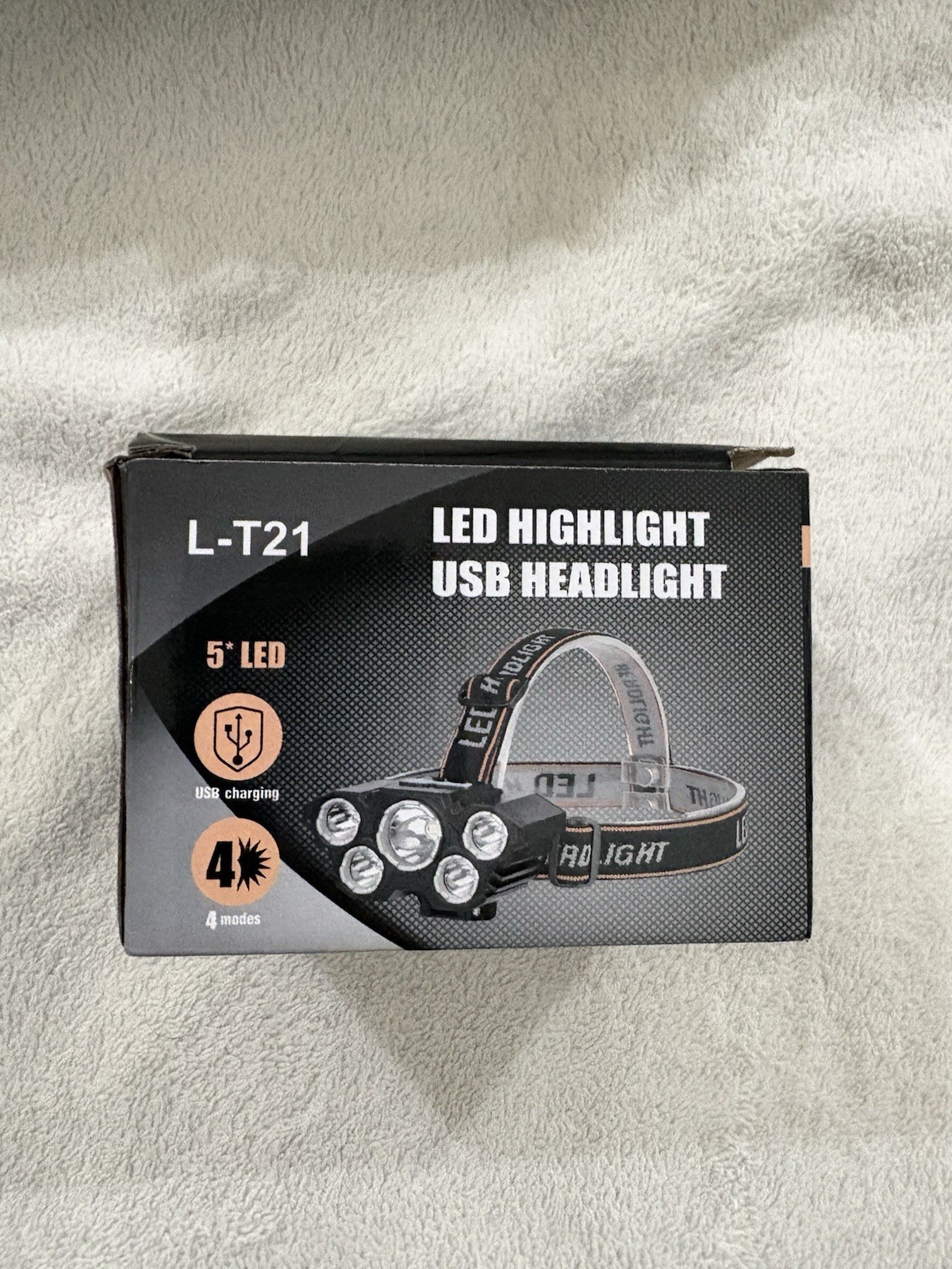 New LED Highlight USB Headlight L-T21, 5 LED, 4 Modes, USB Charging