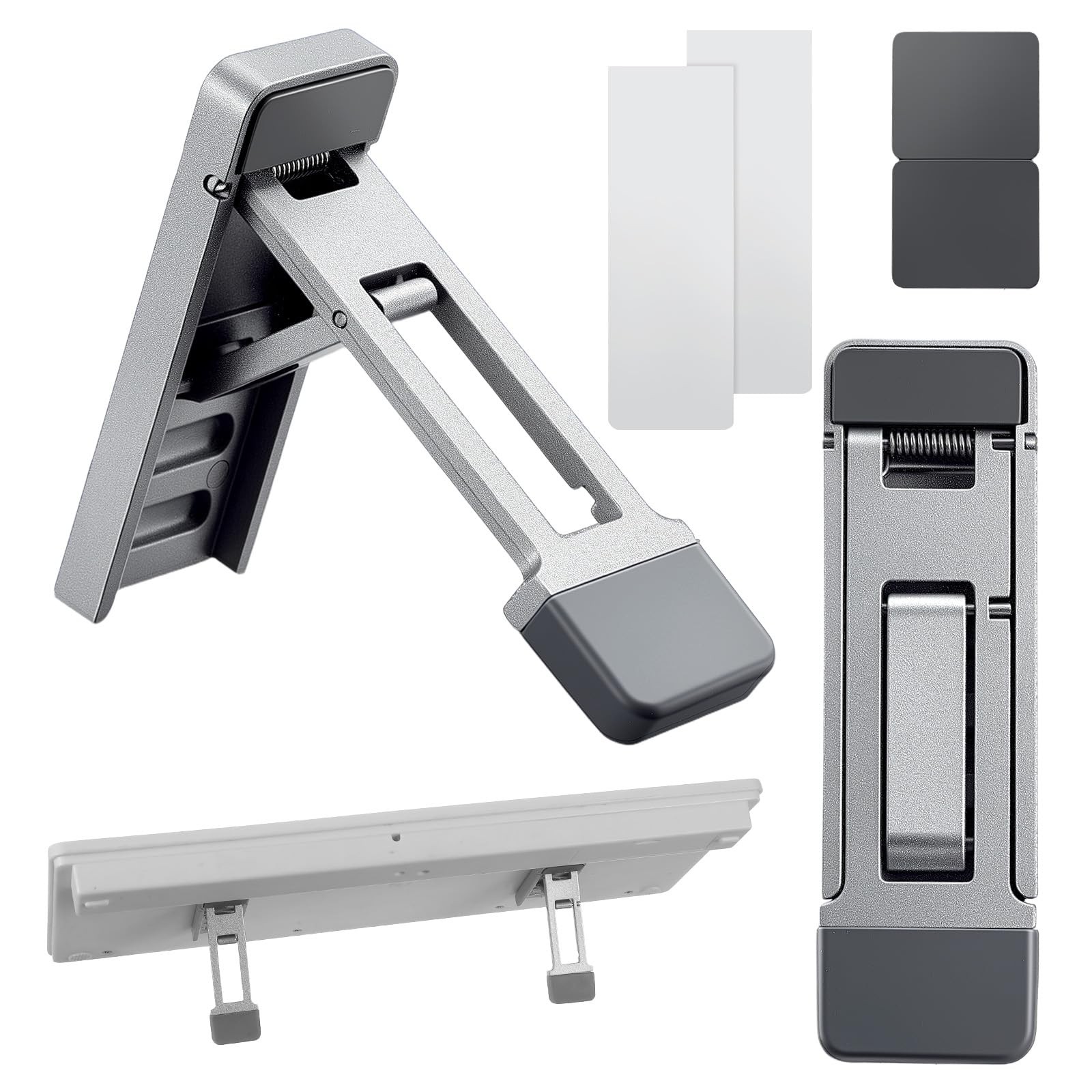2 PCS Keyboard Riser Portable Stand Mini Foldable Laptop Feet AntiSlip Silver