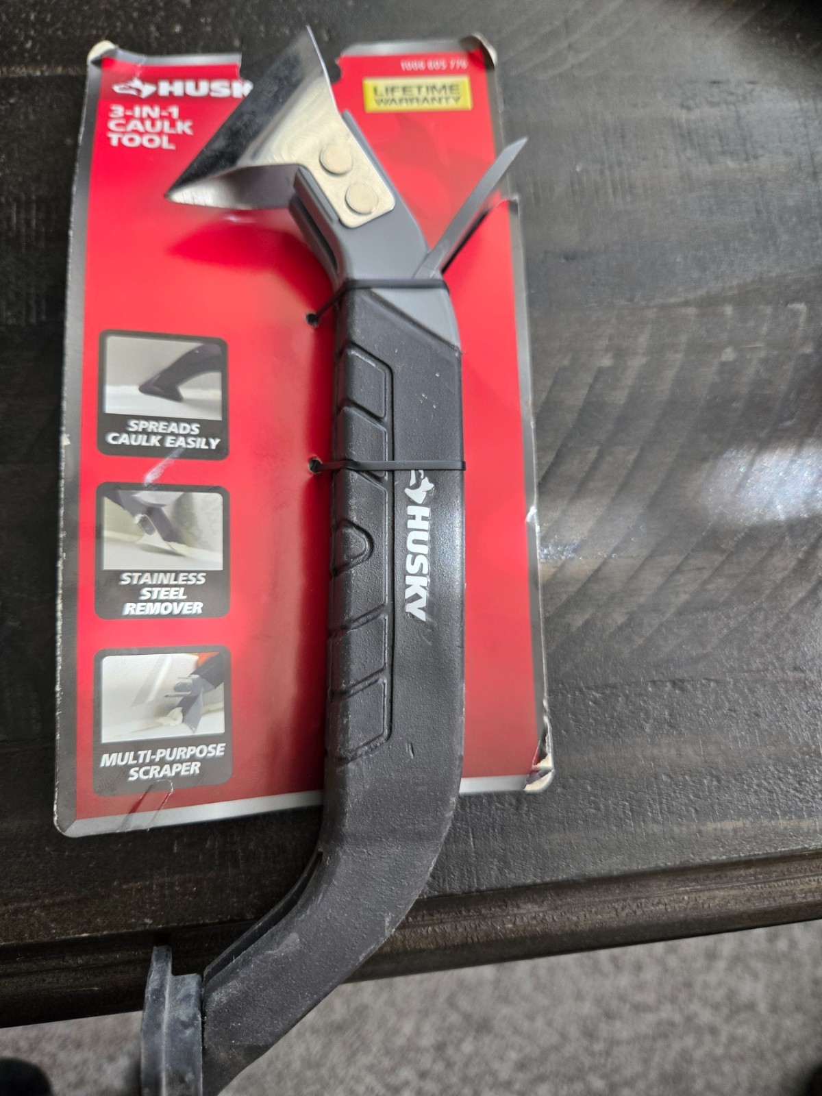 Husky 3-in-1 Caulk Tool - Remover, Scraper, and Spreader - Stainless Steel