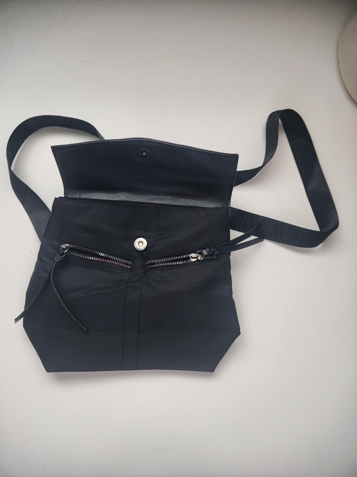 Botkier New York Black Mini Backpack Snap Closure Leather Nylon