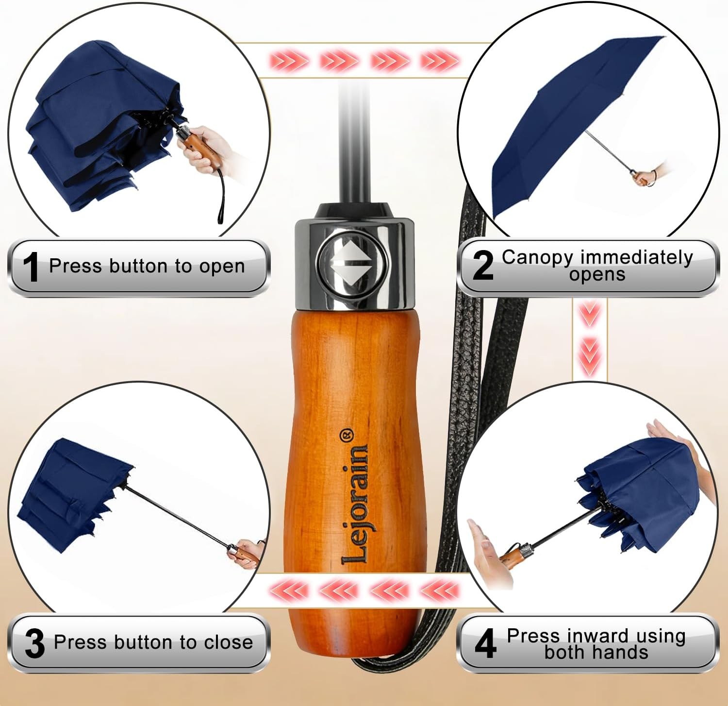 Large Compact Golf Umbrella - 54inch Oversized Auto Open Close Folding Golf U...