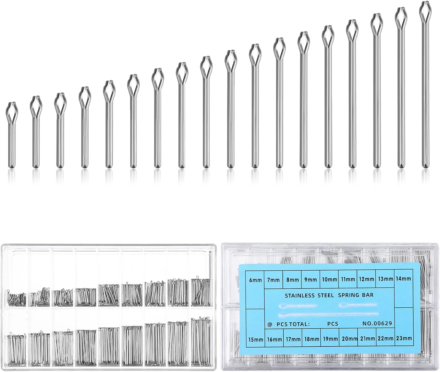Mabor 360 Pieces 6-23mm Watch Band Link Cotter Pin Assortment Stainless Steel Wa