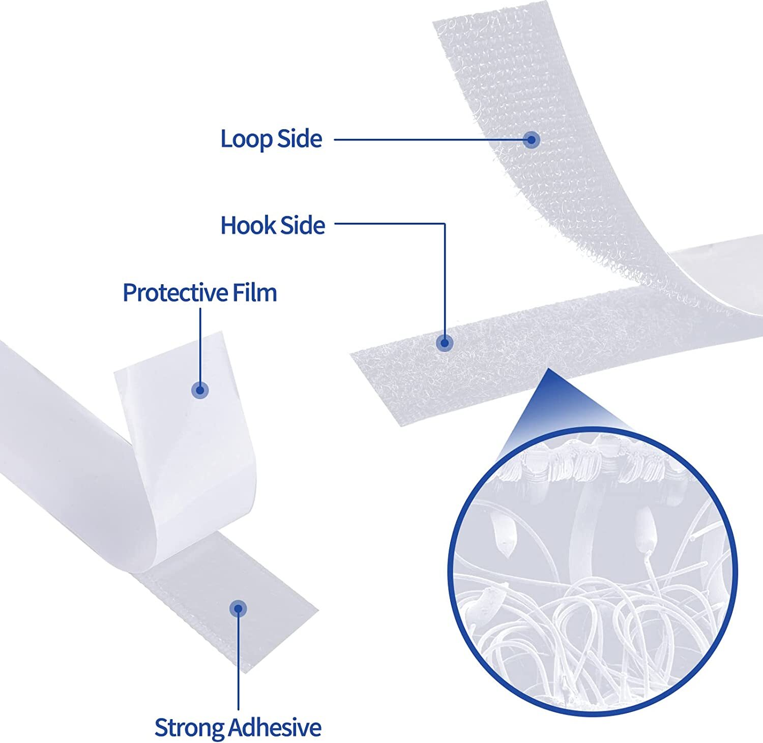 16Ft Self Adhesive Tape Hook and Loop Fastener Extra Sticky Back USA 1/2/3 PCS