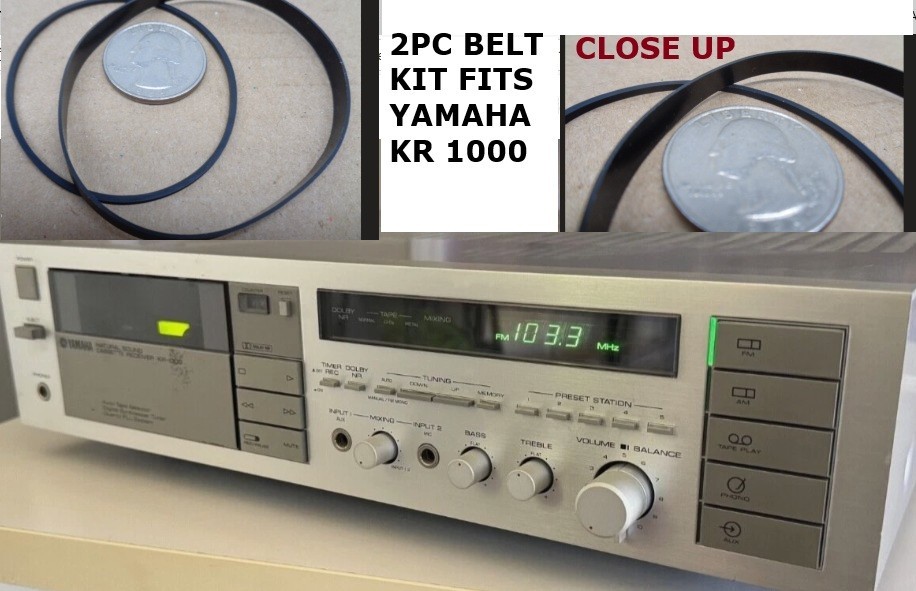 2 NEW BELTS FITS THE YAMAHA KR 1000 CASSETTE RECEIVER AMP (2 BELTS) new!
