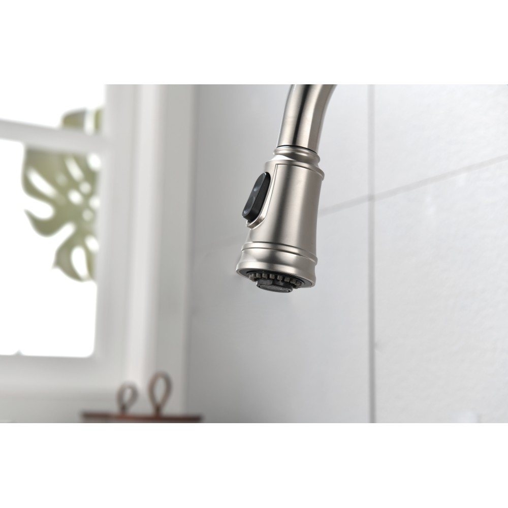 Single Handle High Arc Pull Out Kitchen Faucet Single Level Stainless Steel