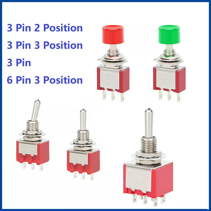 Mini Toggle Switch MTS 6MM 2 / 3 Position 3 / 6 Pin On Off On for Boat Car Dash