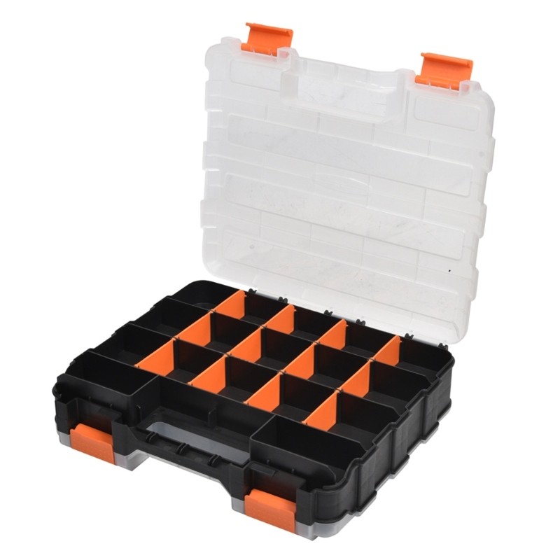 Tool Part Container Bin Double Side Tools Box for Garage Workshop Storage