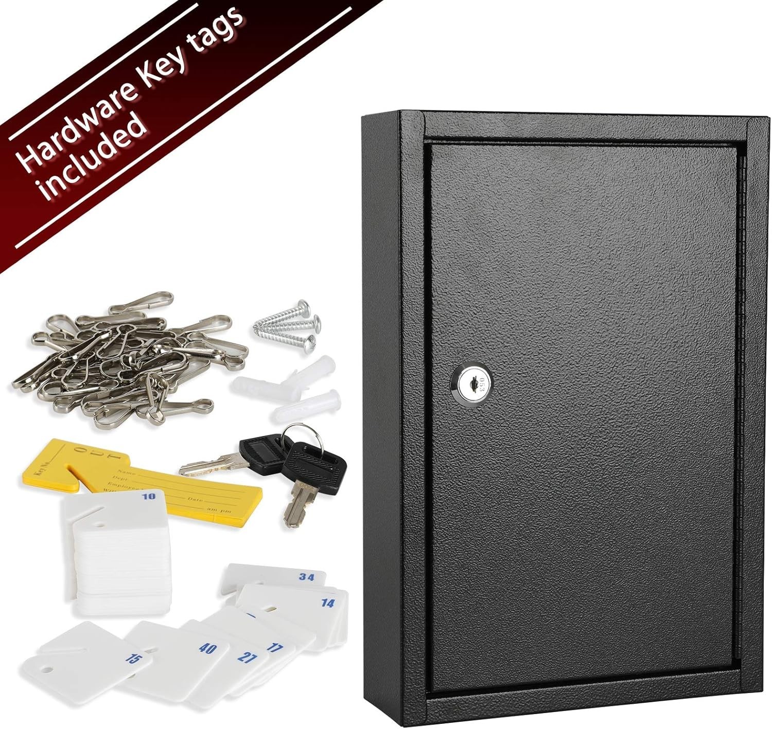 Versatile Key Management Box - Wall-Mount Lockable Holder for 40 Keys, Black