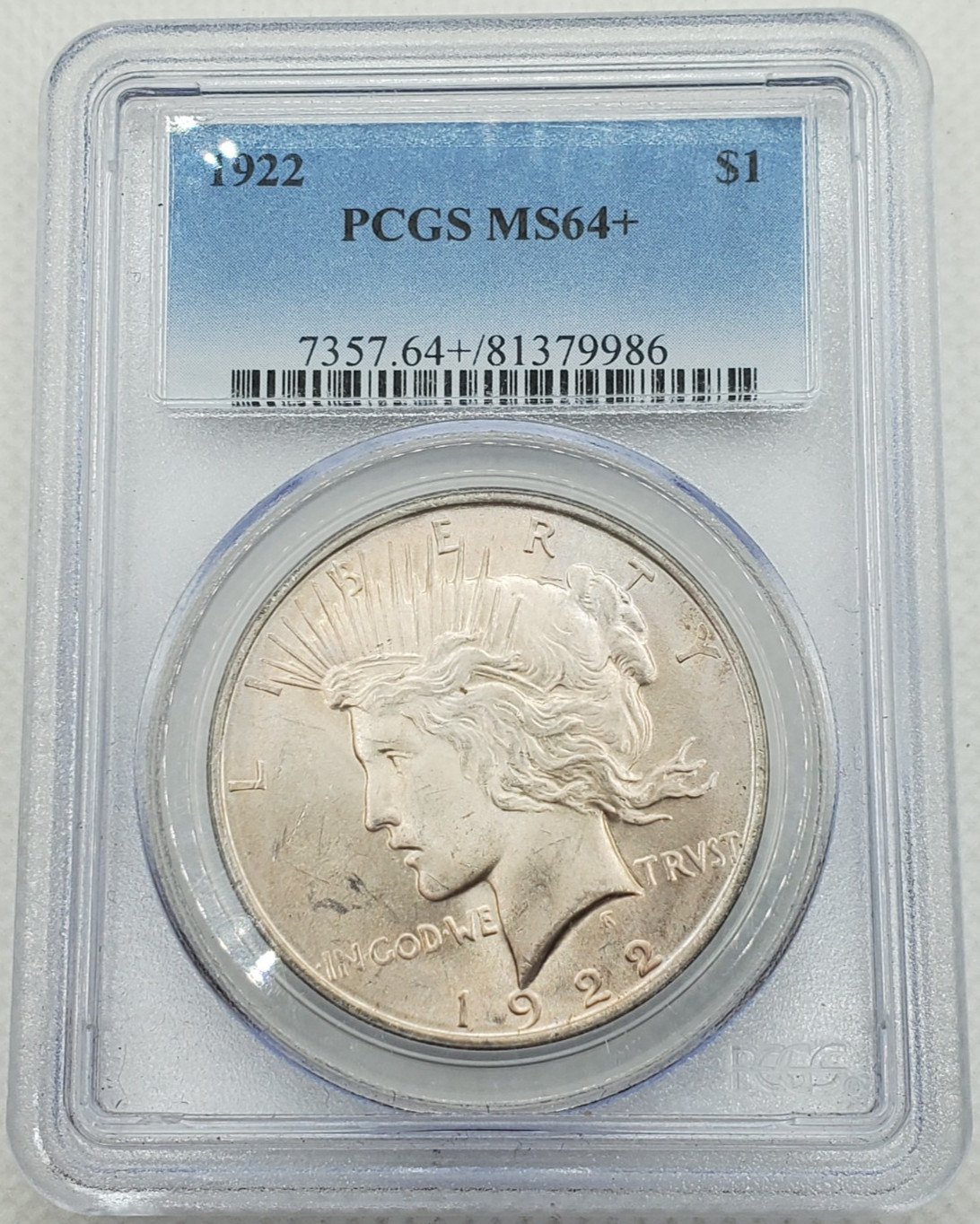 1922 Peace Silver Dollar PCGS MS64+