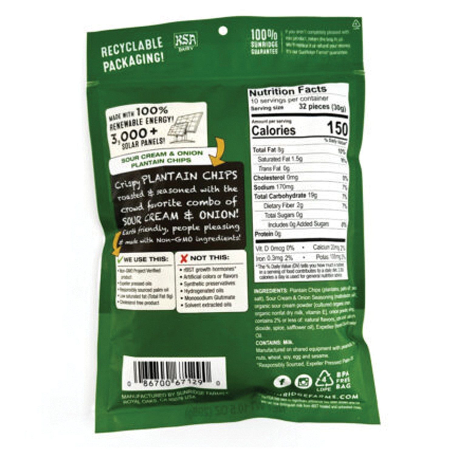 Sunridge Farms Plantain Chips - Crispy Snack with Natural Ingredients, 10.5 oz