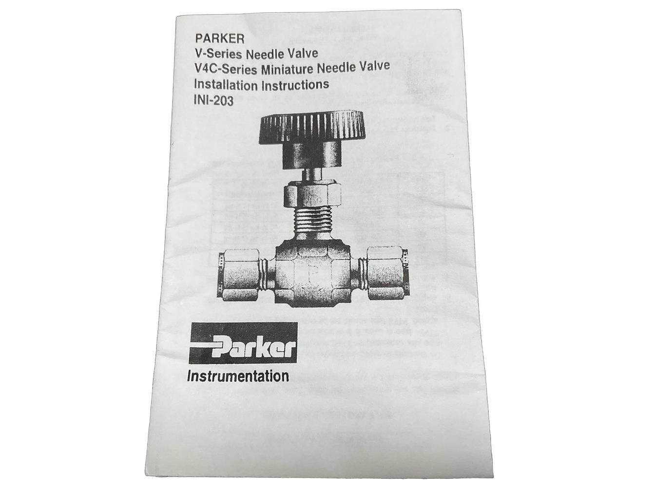 4W-V4LK-SS PARKER V-SERIES NEEDLE VALVE