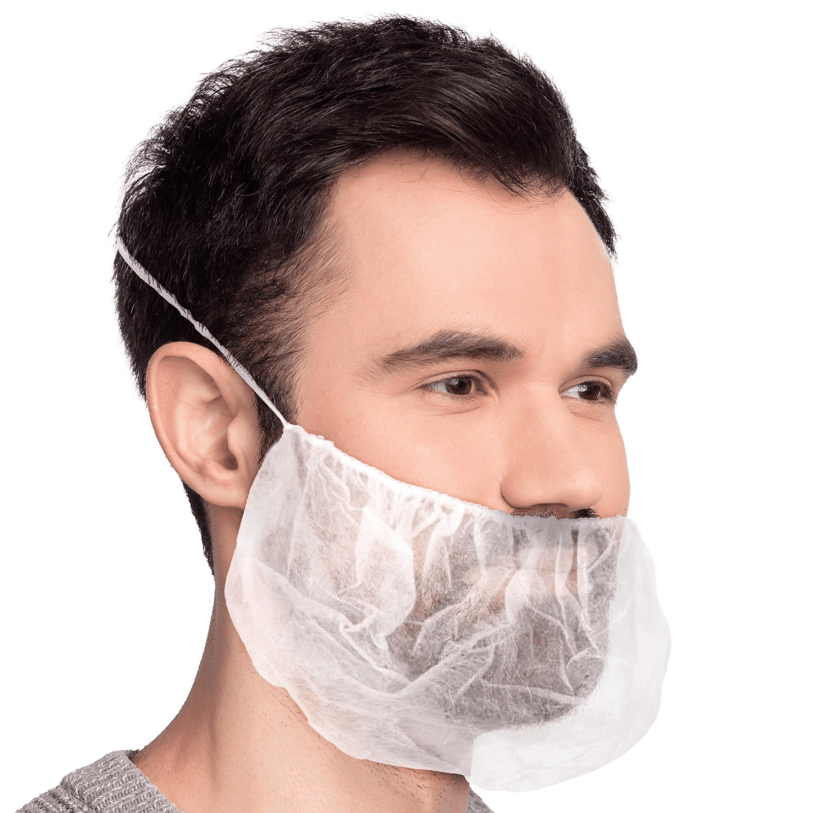 White Disposable Beard Covers for Men 18 Inch Pack of 100 Spunbond Beard Guards
