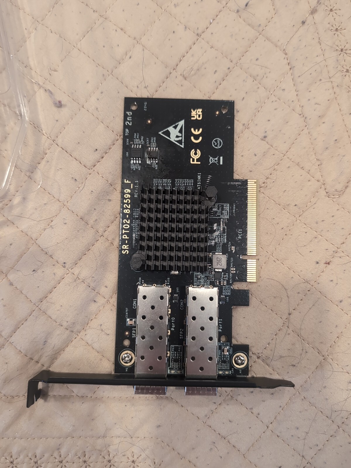 DUAL LAN SFP PCIe NETWORK CARD PN: SR-PT02-82599_F