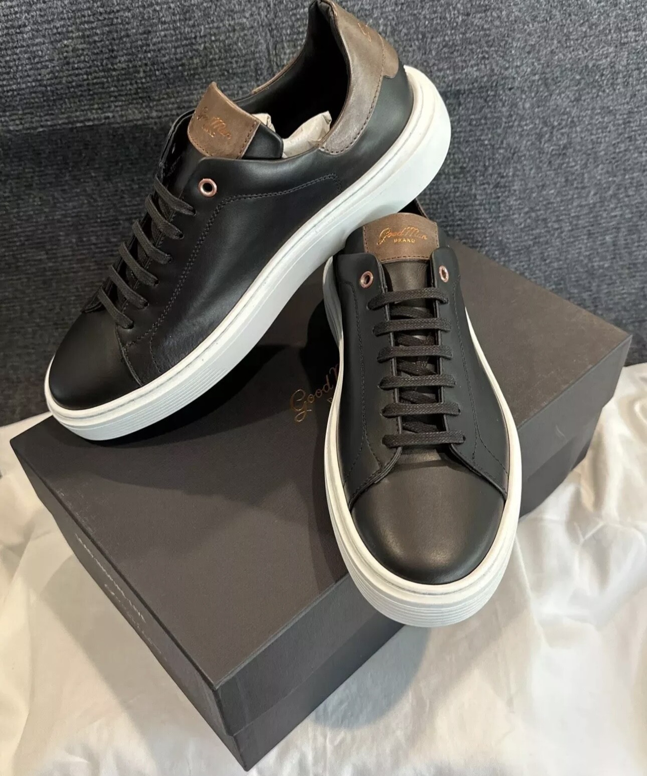 Goodman Brand Legend London Black Dark Vachetta  Sneakers Italian Leather New