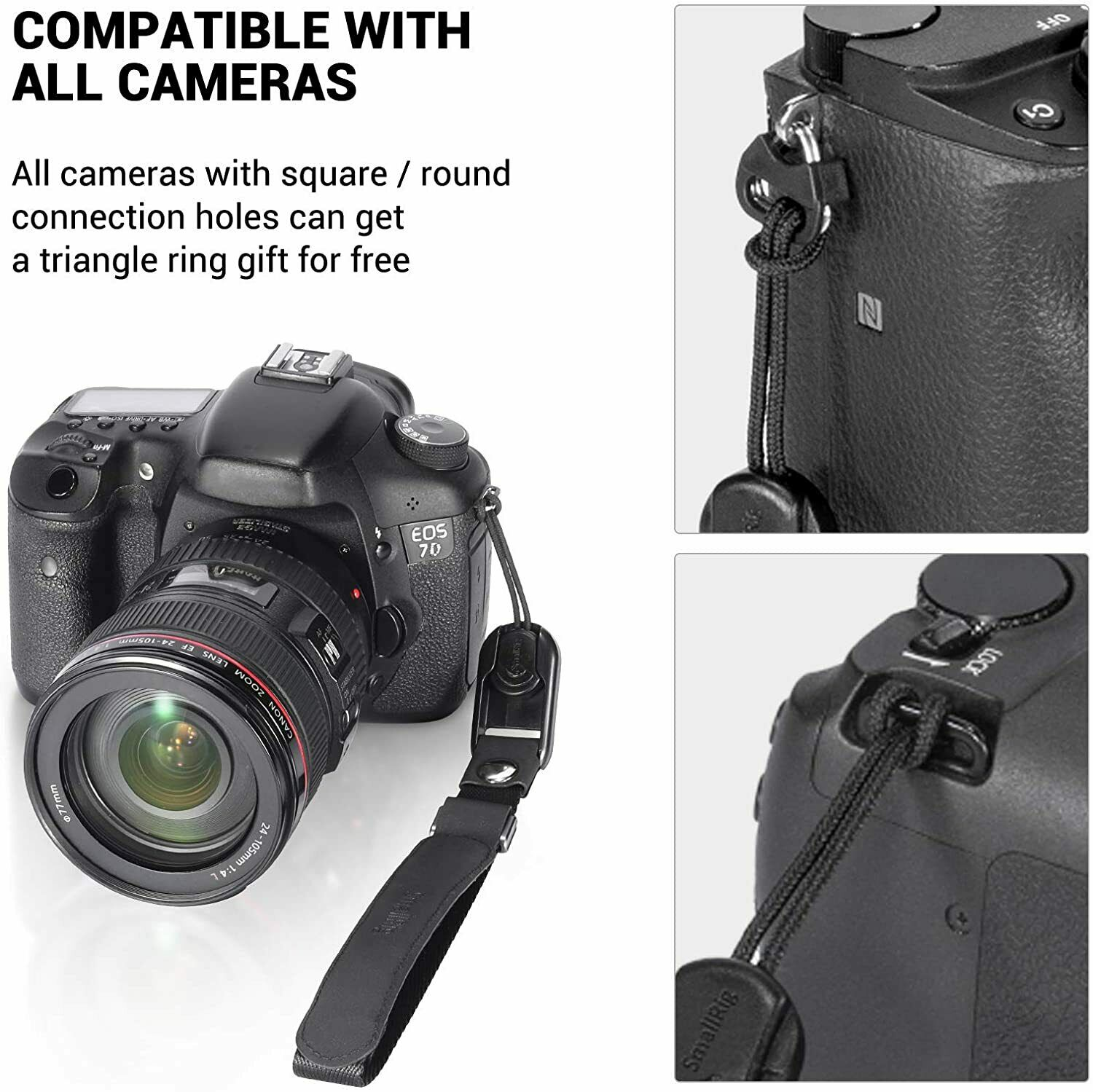 SmallRig Universal Camera Hand Wrist Strap Compatible with DSLR/SLR Camera Black