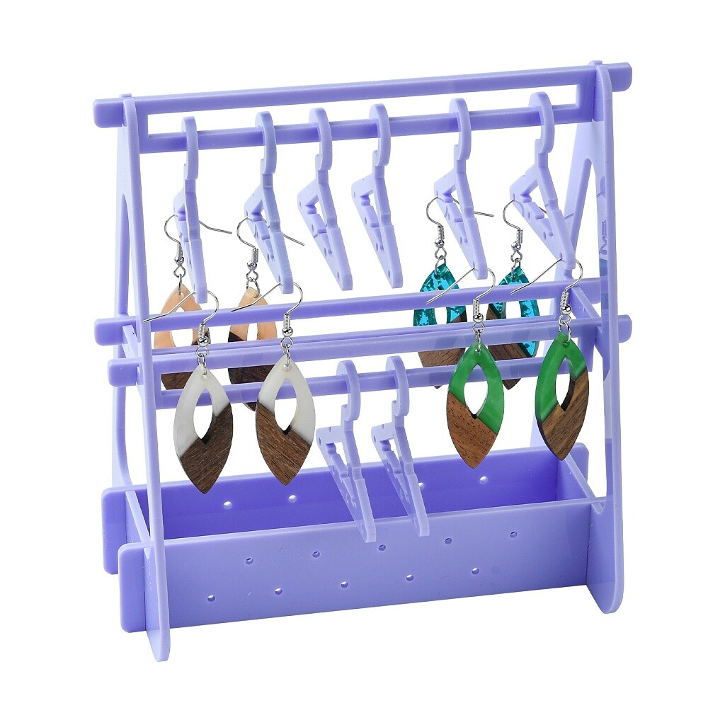 Purple Acrylic Earring Display Stand Earring Hanger 2-Layer Storage Display Rack