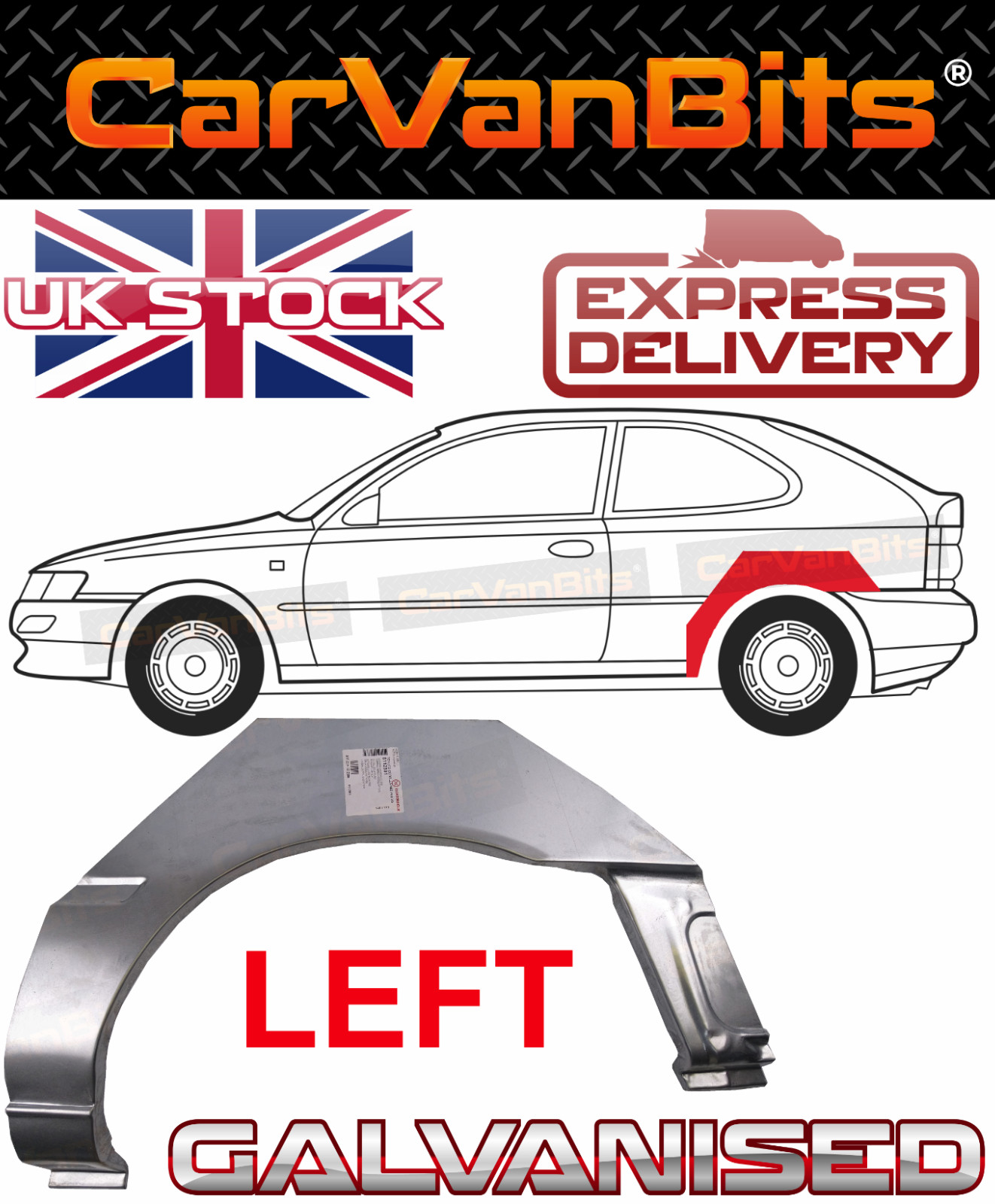 FOR TOYOTA COROLLA 3 DOOR E10 91-98 REAR WHEEL ARCH REPAIR BODY RUST PANEL LEFT