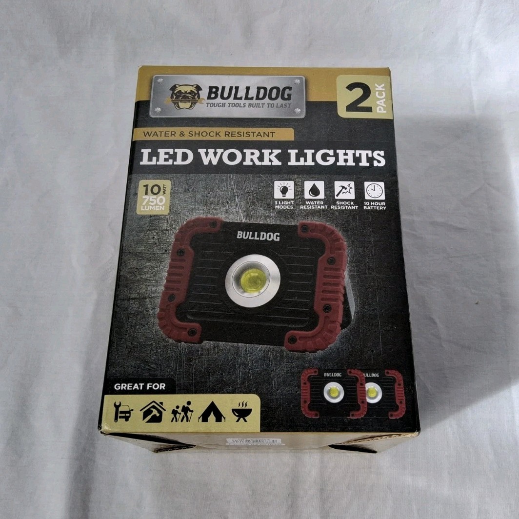 Bulldog LED Work Lights 2 Pack Water-Resistant Shock Resistant Magnetic Back 75…