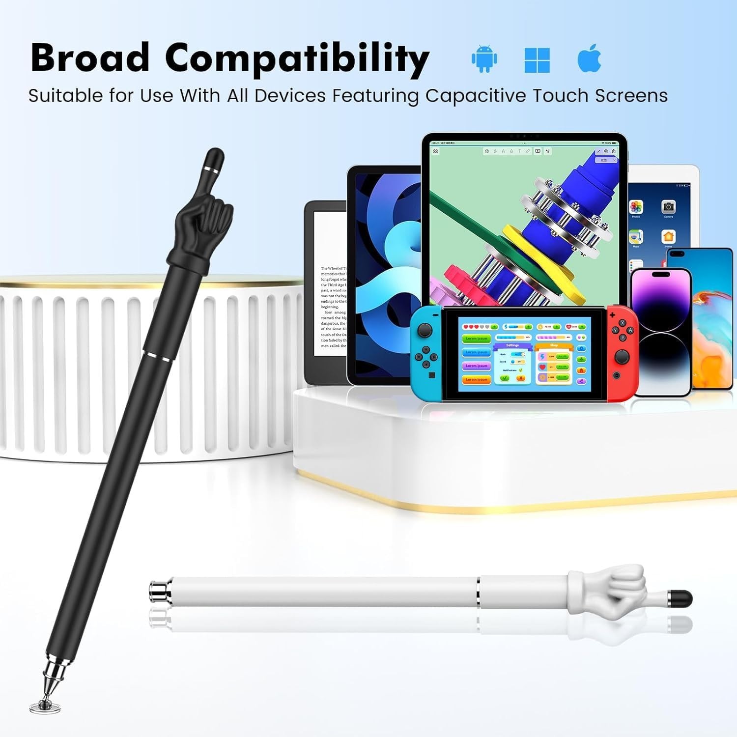 MEKO Stylus Pen for Touchscreen, 2-in-1 Stylus | 2-in-1 Fingertip Design