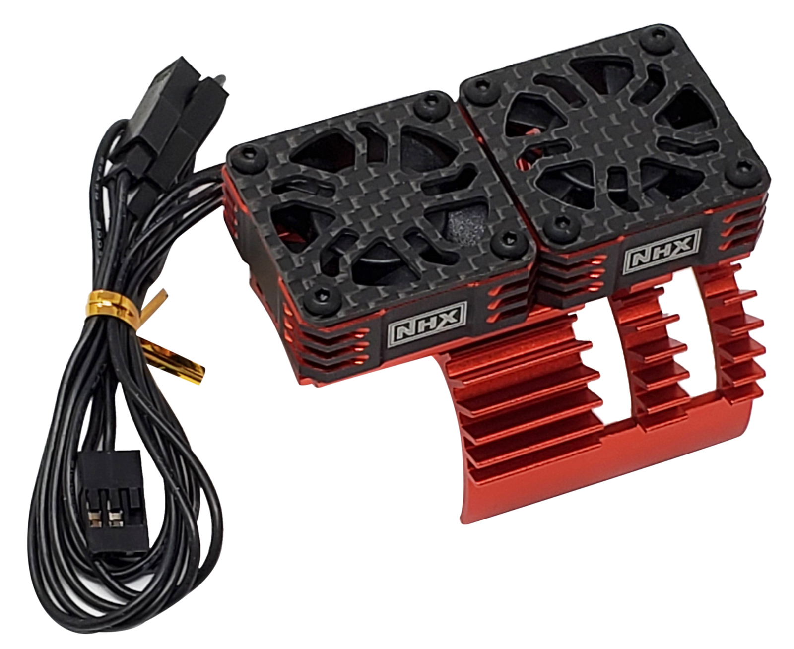 NHX RC 1/8 Twin Cyclone Alum HV Cooling Fans w/Cover 28000RPM Motor Heatsink Red