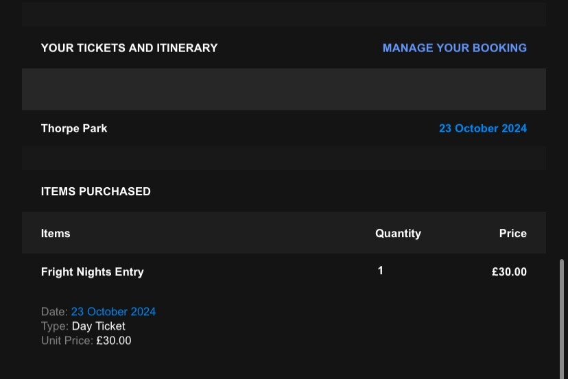 thorpe park entry ticket october