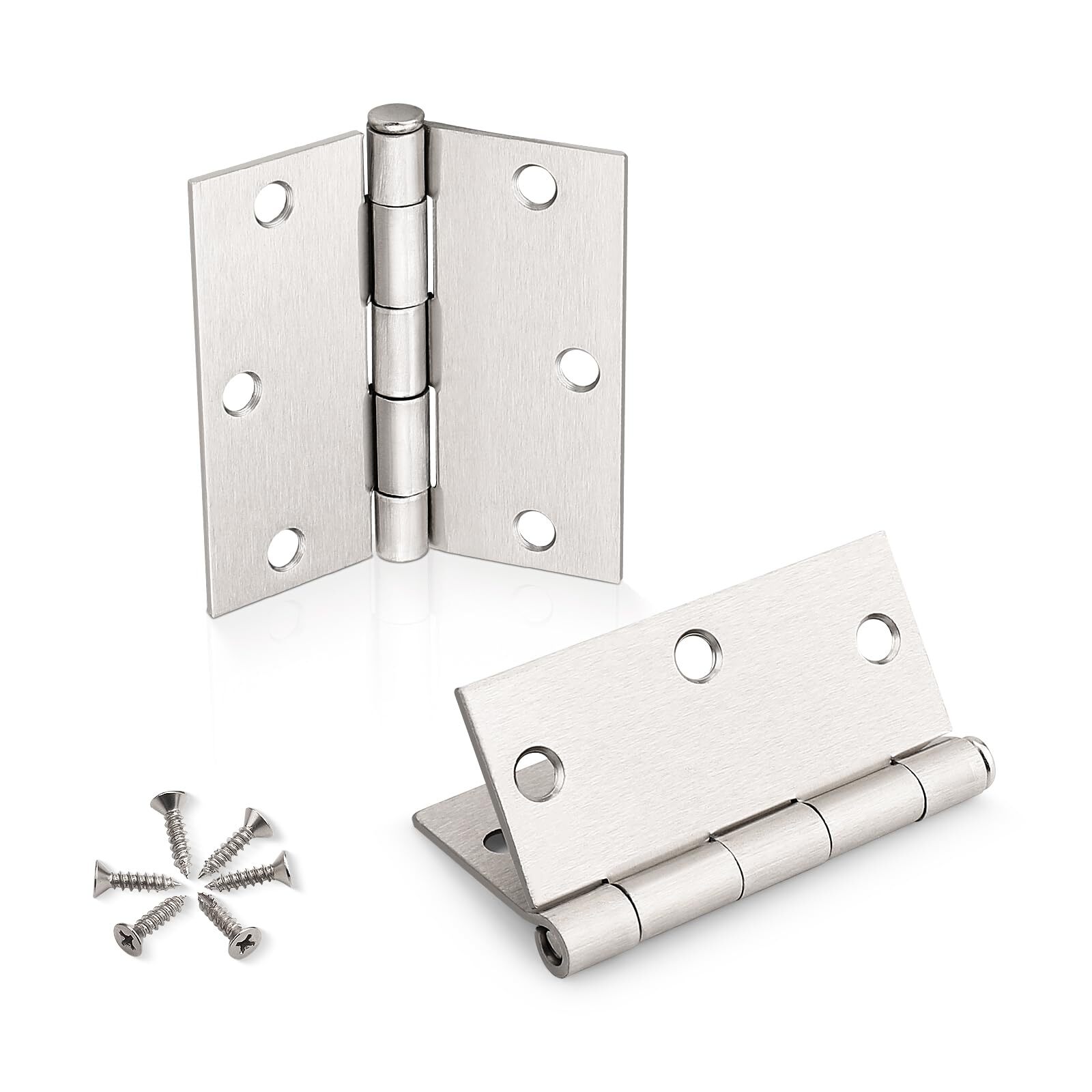 18 Pack 3.5 in Door Hinges Satin Nickel with Square Corners 3-1/2" Heavy Duty...