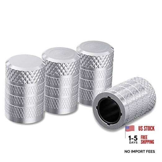 CKAuto Tire Valve Stem Caps, 4 pcs/Pack, Anodized Aluminum Tire Valve Silver