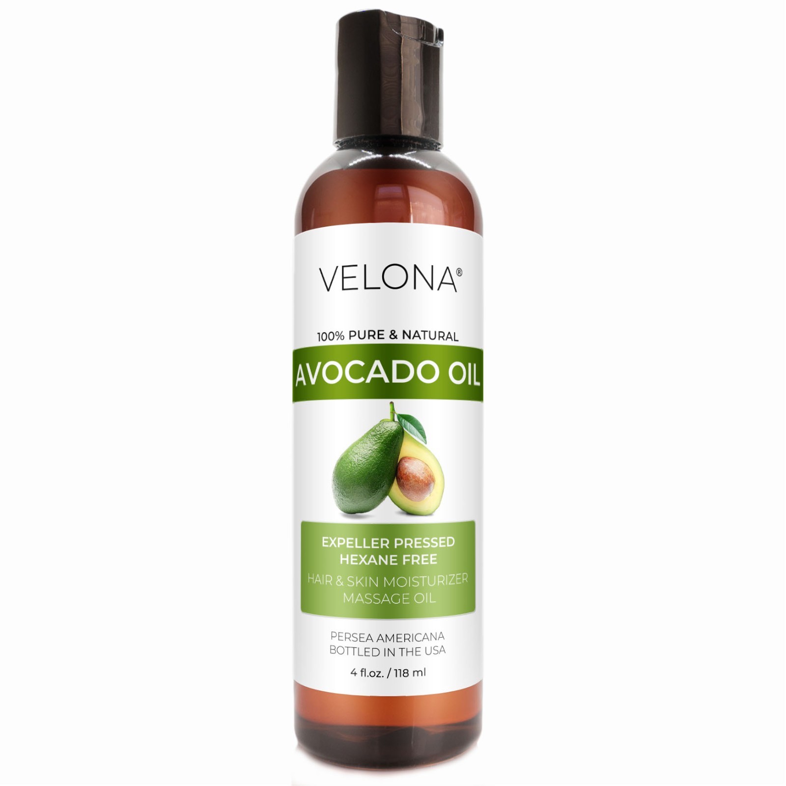 Avocado Oil by Velona - 4 Fl Oz, Hexane Free, Hair Body and Skin Care