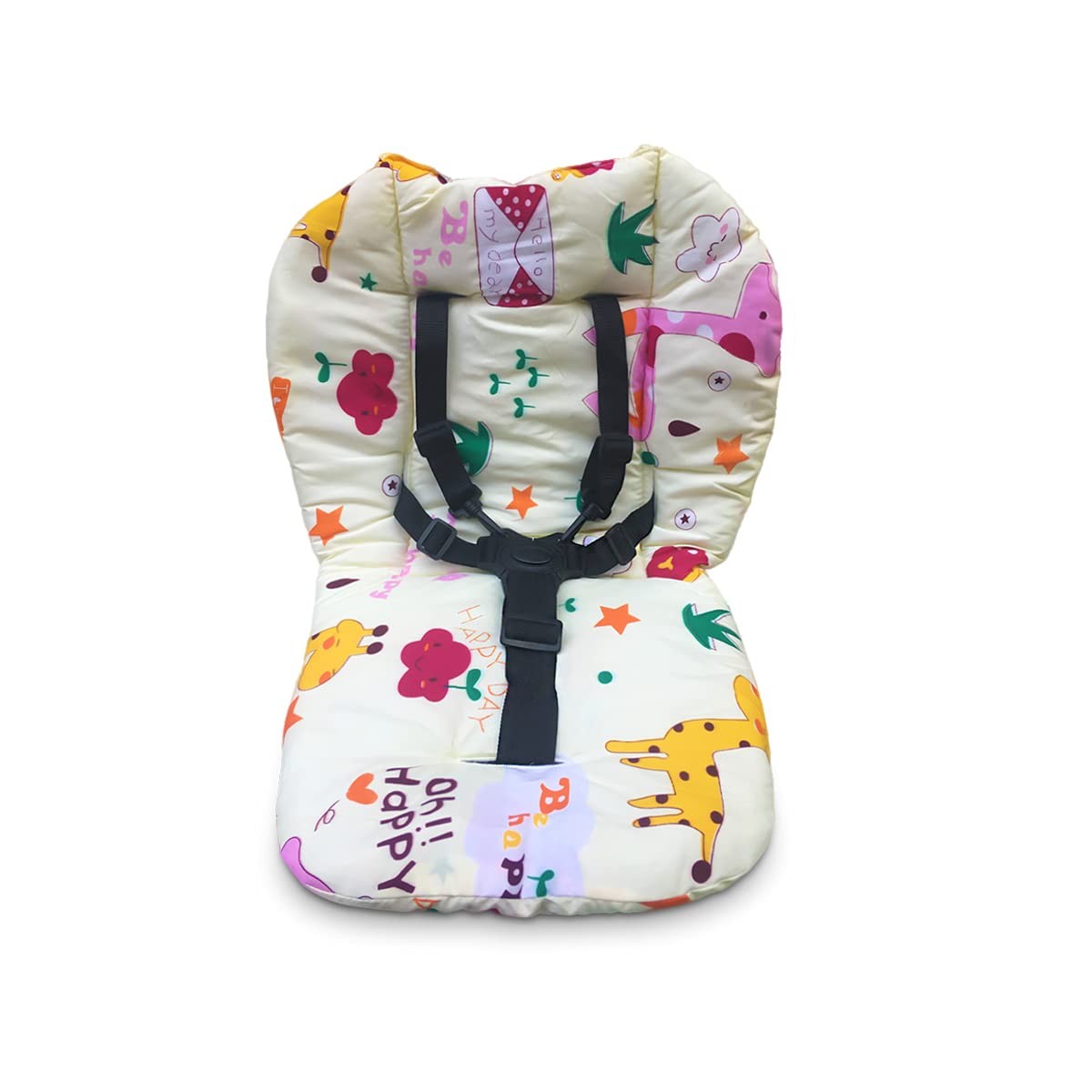 High Chair Cushion and Straps,High 1 Count (Pack of 1), Giraffe