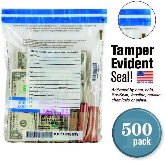 BankSupplies Ultima Blue Dual Pocket Clear Deposit Bags 9W x 12H 500 Pack NEW