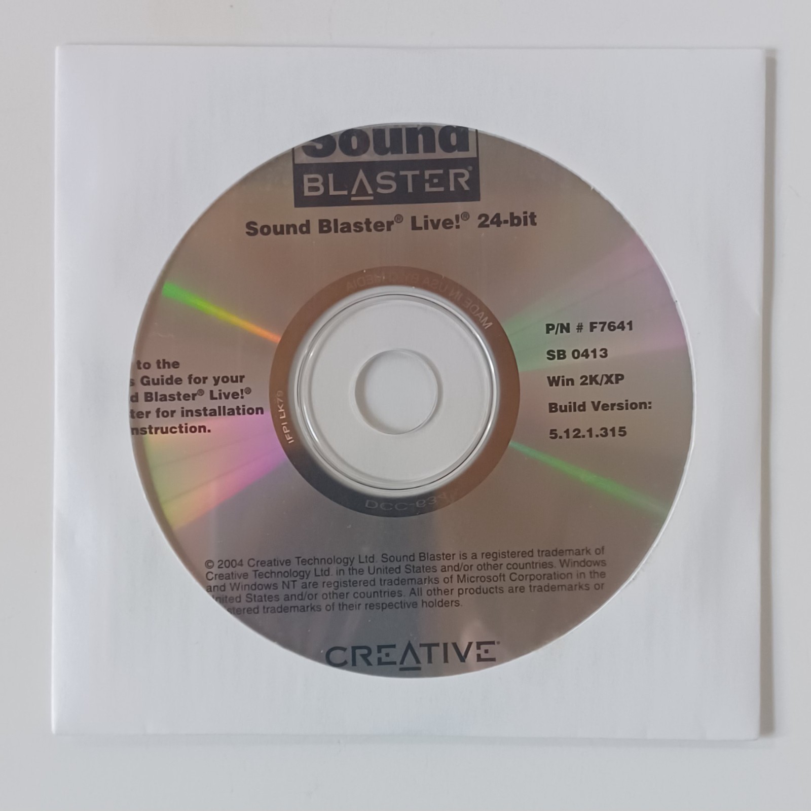Creative Sound Blaster Live 24-bit Installation CD Disc Win 2K / XP New Sealed