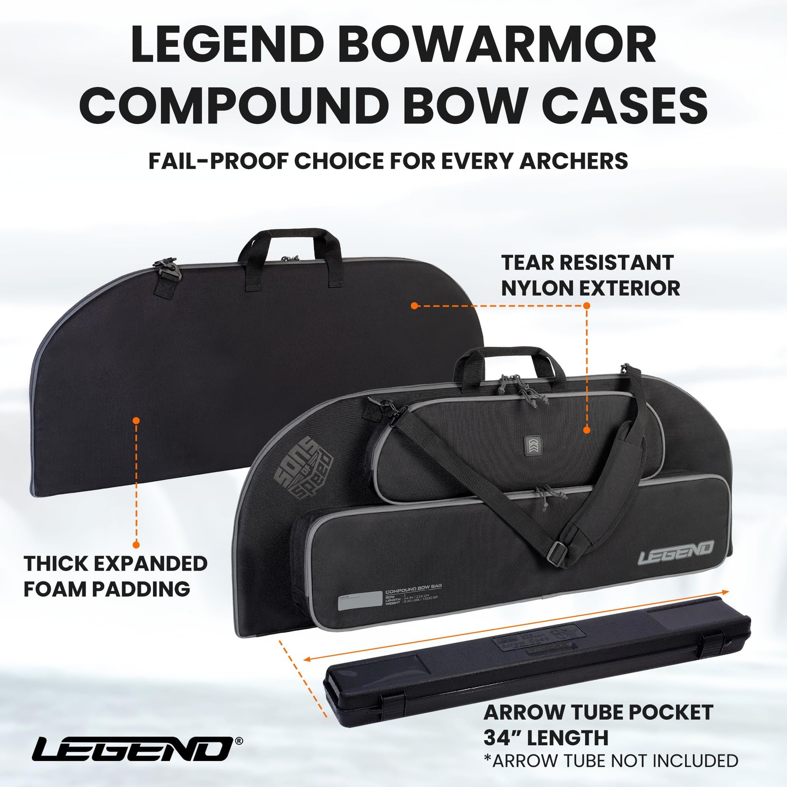 Bowarmor Soft Compound Bow Case - Lightweight Youth Bow Bag, Archery Case with