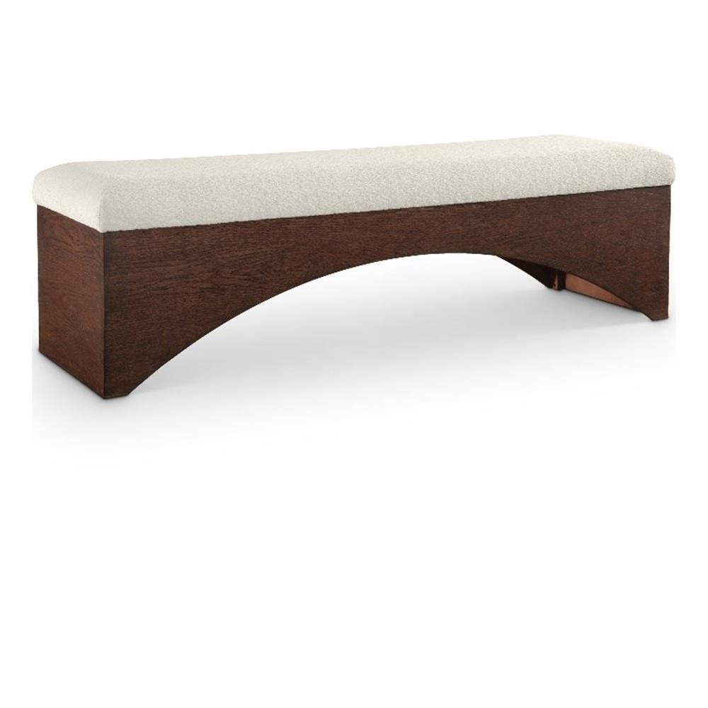 Meridian Furniture Lawson Cream Velour Fur Fabric Bench