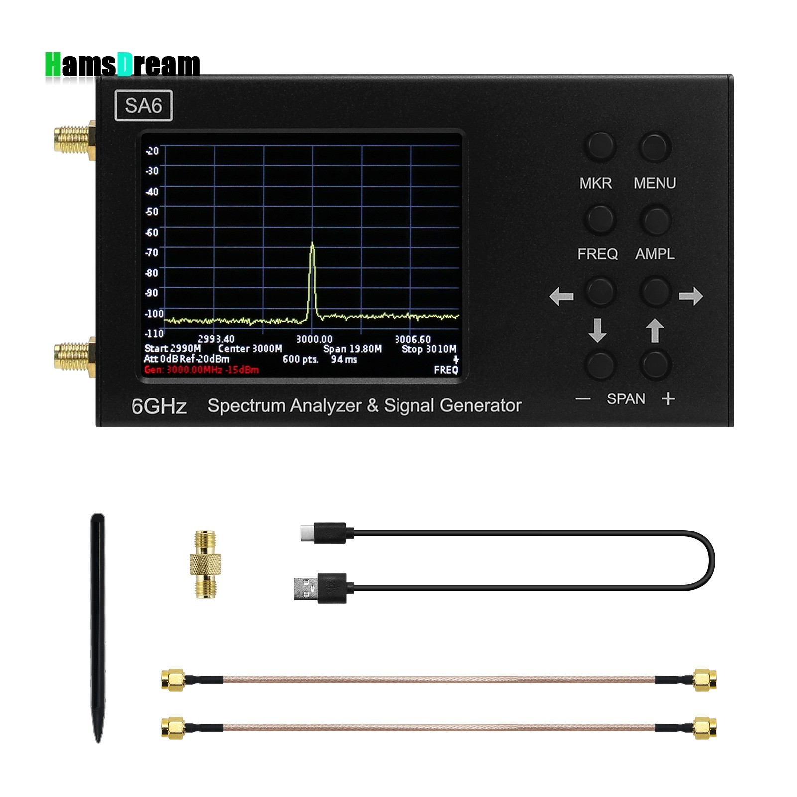 SA6 6GHz Spectrum Analyzer Signal Generator RF for WiFi 2G 4G LTE CDMA GSM GPRS