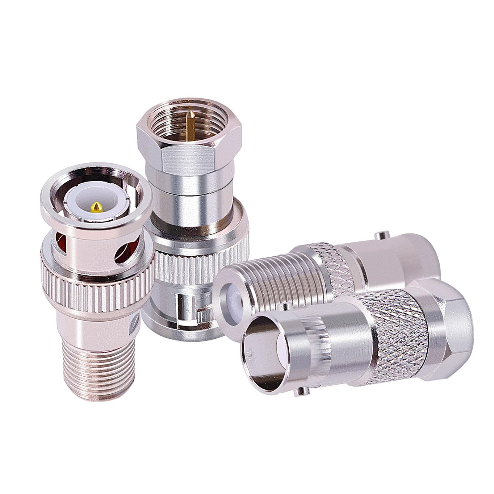 CNARIO 4Pcs F to BNC Adapter Kit, F Male/Female Silver