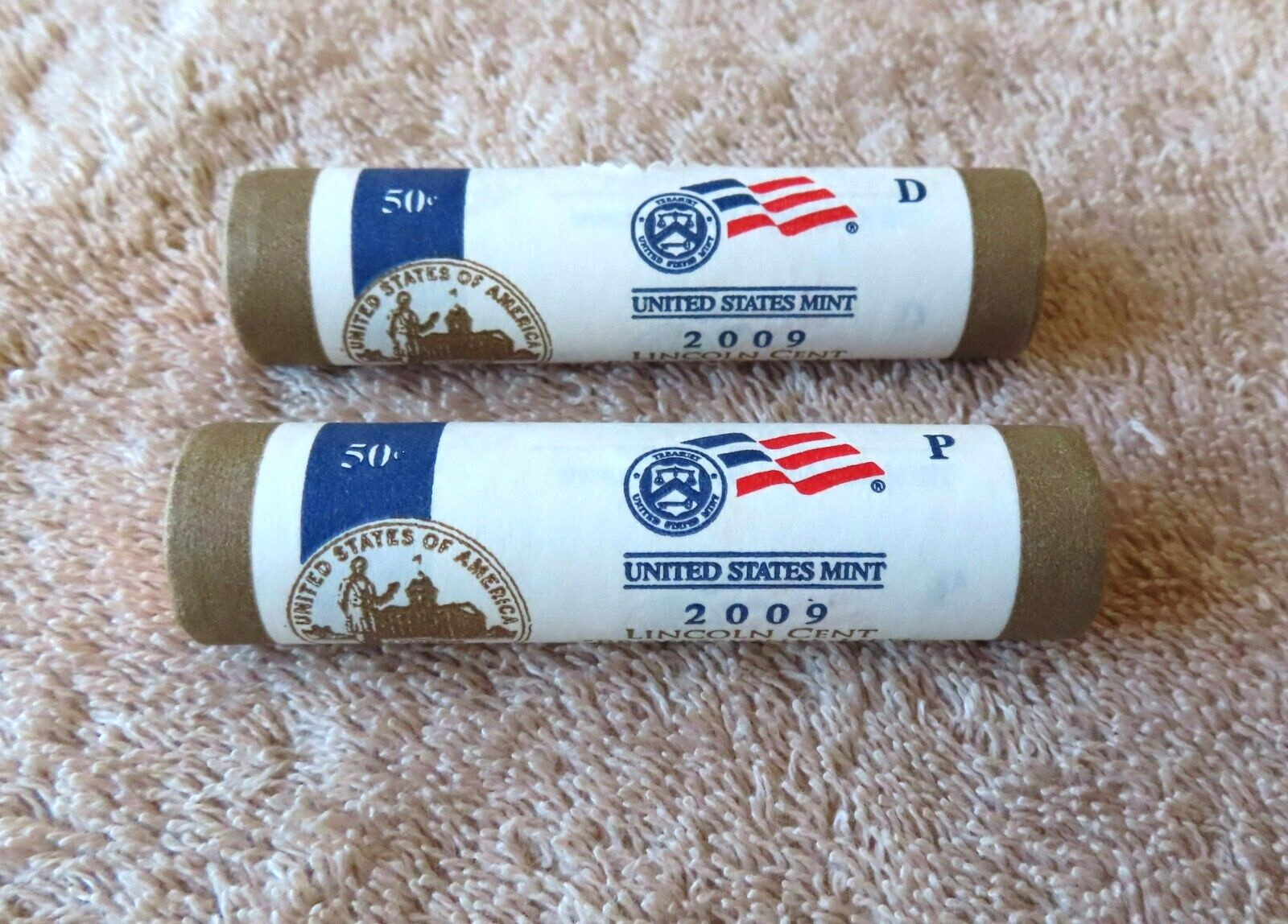 2009 P+D US MINT Lincoln Cent Rolls -Professional Life Bicentennial Uncirculated