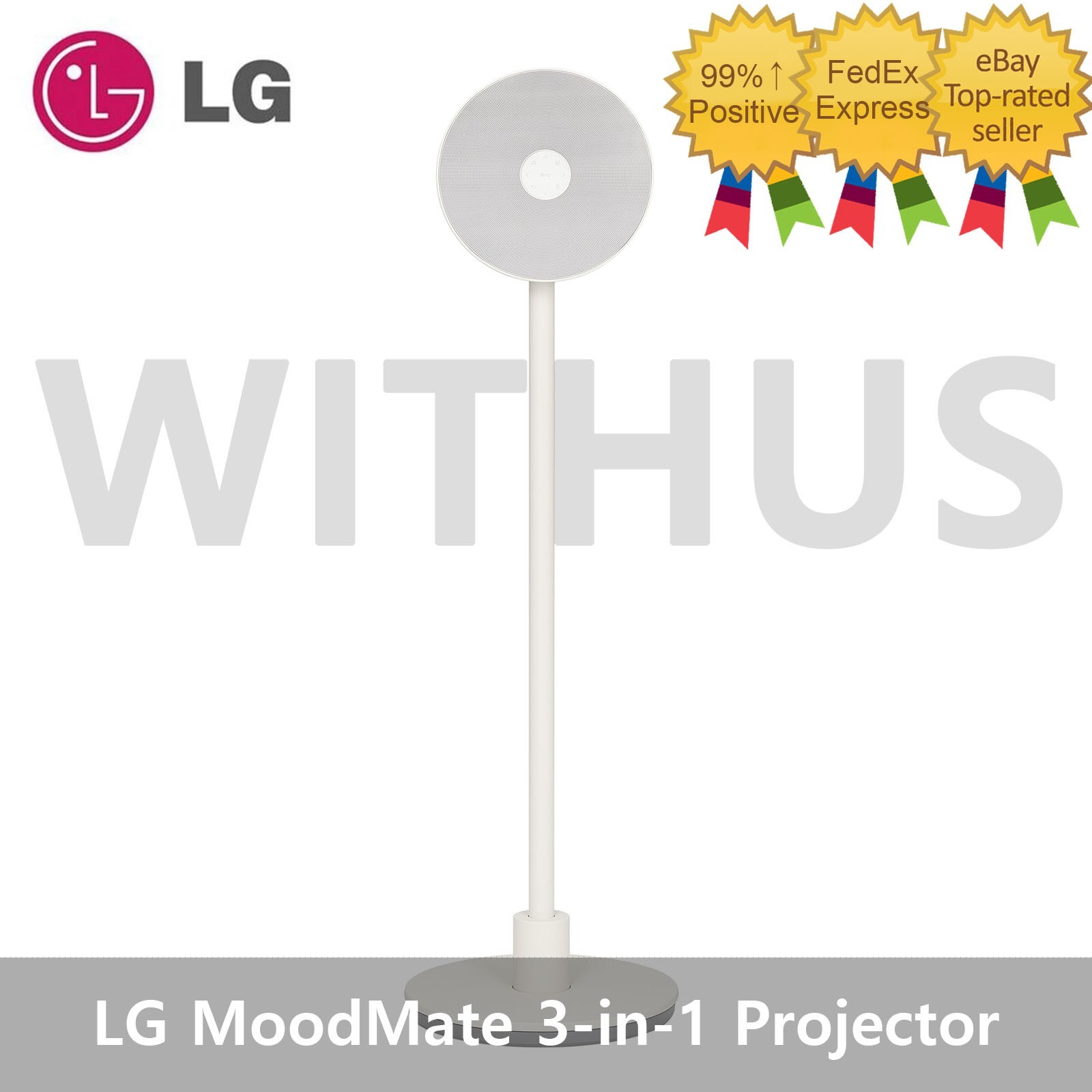 LG MoodMate PF600U 120" 300 ANSI Beam Projector + Mood Lamp + Bluetooth Speaker
