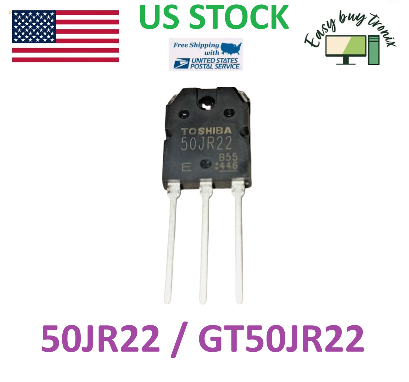 2PCS Genuine Toshiba GT50JR22 50JR22 TO-247 IGBT power transistor 50A, USA STOCK