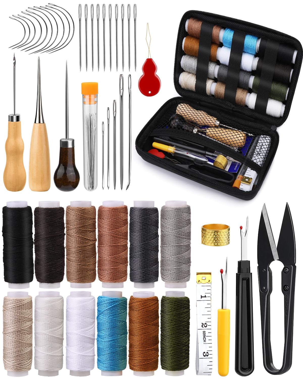 BAGERLA Heavy Duty Sewing Kit, Needle and Thread Kit with Upholstery Black