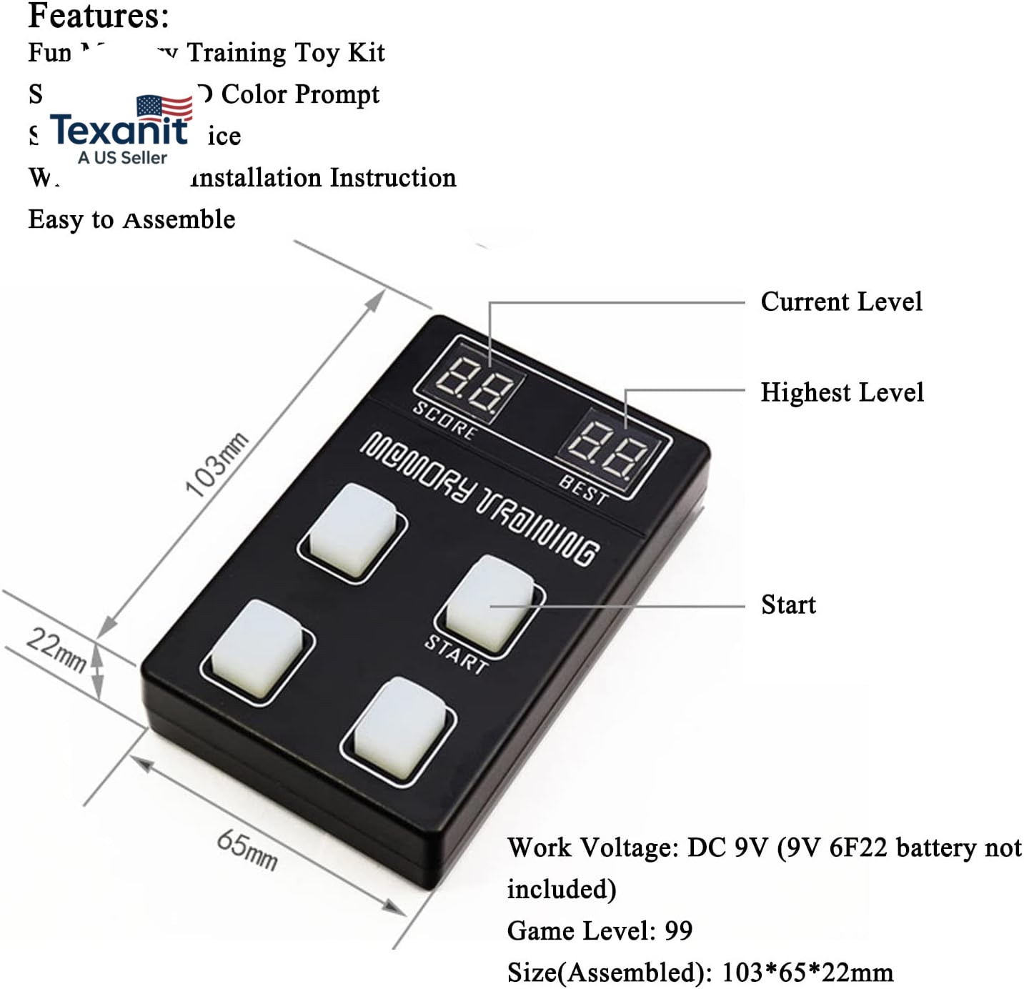 Light up Memory Practice Game Handheld Electronic Soldering Practice Kit DIY Sol
