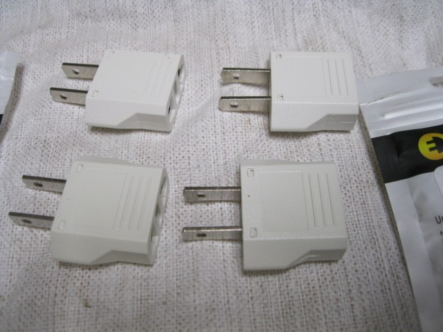 4 qty, European to US Plug Adapter, Unidapt EU Adapters, Europe USA White