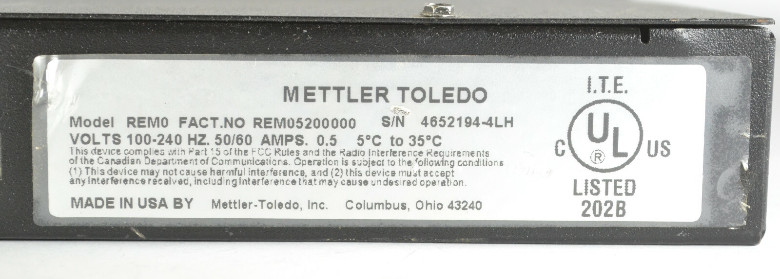 Mettler Toledo REM0 REM05200000 Tested
