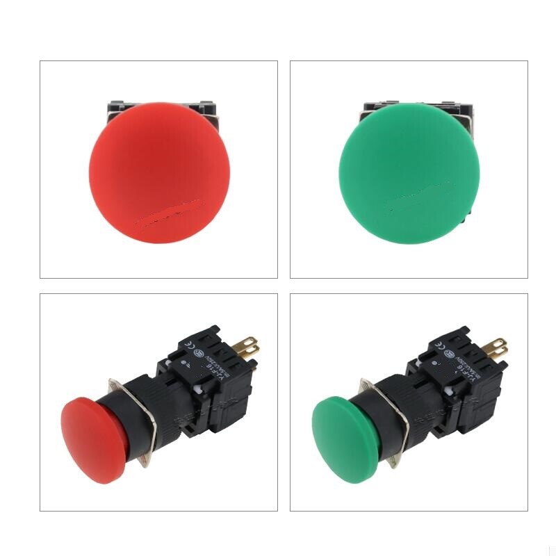 16mm mushroom cap round Push Button Switch Self Reset 2NO2NC 8Pin Silver contact